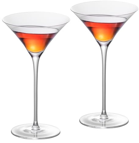 KAMMAK Martini Glasses Set of 2, 4.73 oz Clear Crystal Cocktail Glasses with Stem, Reusable Cocktail Glassware for Wedding Birthday Party, Bar, Margarita, Whiskey, Gin, Tequila, DS1801