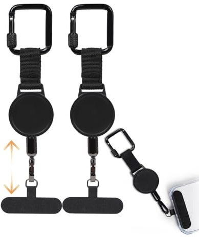 2 Pack Retractable Phone Anchor & Tether Anti-Theft Phone Security Strap | with Carabiner Extendable for Outdoor Travel Hiking