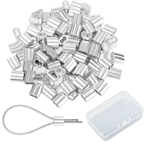 GHPKOTW 150 Stücke 2mm Aluminium Seilklemmen Quetschhülsen Pressklemmen Doppelhülsen Klemmhülsen Würgeklemmen Crimpschlaufe Für Drahtseil Und Kabel, Für Gummiseil Expanderseil Planenseil