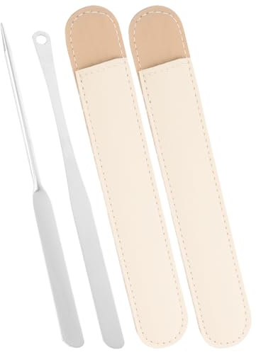 Healvian Espátula de Maquillaje Portátil de Acero Inoxidable, Juego de 4 Piezas Mango Largo y Varilla para Mezclar Base, Herramientas Cosméticas Versátiles para Uso Profesional y Personal