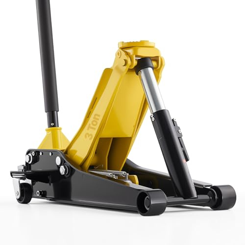 VEVOR Low Profile Floor Jack, 3 Ton (6614 lbs) Capacity, Steel Racing Floor Jack with Dual Pistons Quick Lift Pump, Hydraulic Trolley Car Lift for Sports Cars, SUVs, Pickups, Lifting Range 2.95-19.7