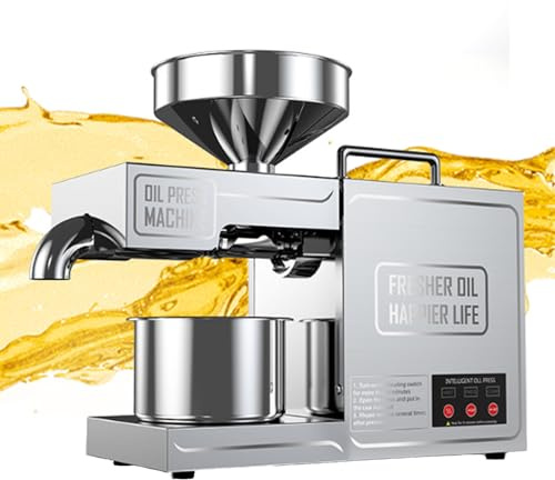 Máquina inteligente de prensa de aceite con panel de control inteligente, expulsor de acero inoxidable frío/caliente para maní, nuez, sésamo