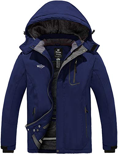 Wantdo Homme Veste de Ski Outdoor Manteau d'hiver Chaud Bleu Marine S