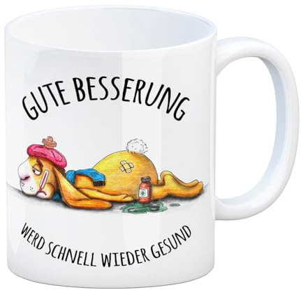 Trendaffe Tasse à café avec motif lapin et inscription en allemand : Gute Besserung, werd schnell Wieder Sanund
