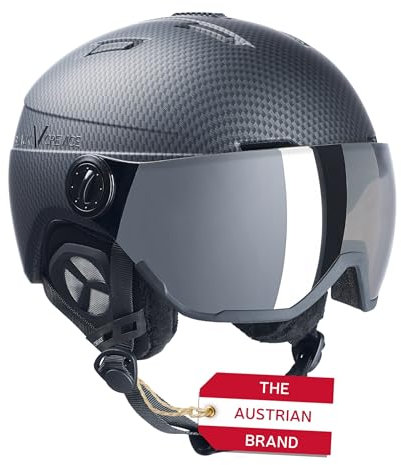 Black Crevice Skihelm Calgary mit Visier, Carbon Black mat/Silver, S/M (54-57)…