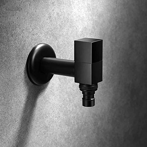 Waschmaschinen-Wasserhahn Badezimmer Schwarz Einzel Kaltwasserhahn Wand Waschmaschine Einzelhahn Kaltwasserhahn Garten Schwarz Quadratische Wand Kaltwasserhahn