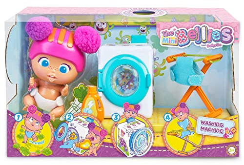 The Bellies From Bellyville - Bellies Waschmaschine, lustiges Spielzeug-Set für Bellies-Wohnung, inkl. Mini-Puppe, Hula-Reifen und Zubehör zum Waschen der Windeln, berühmt (700017073)