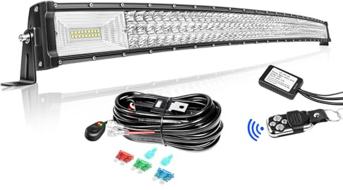 Willpower Barra Led Curvo 132cm 52 675W 12V 24V Luz para 4X4 Coche | Con Cableado Estroboscópico, Largo Alcance , IP67 Impermeable, 6000K Blanco, para Tractor Camion Quad Offroad Barco Vehículos