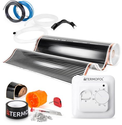 Termofol Riscaldamento Elettrico a Pavimento Set - Kit Riscaldamento con Termostato H3 Riscaldamento ausiliario Potenza 60W/m² - Superficie 50 m² Riscaldamento Elettrico a Pavimento