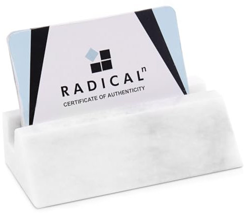 Radicaln Visitenkartenhalter, weiß, aus handgefertigtem Marmor für den Schreibtisch — Halter für Geschenkkarten, Debitkarten, Kreditkarten — kleines Bürozubehör