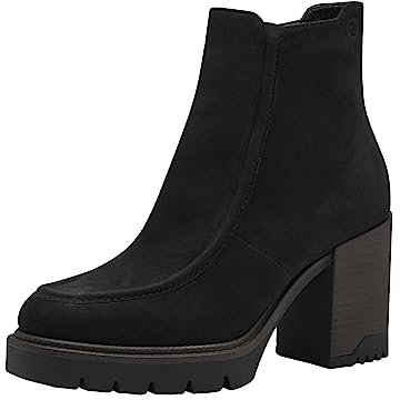 Tamaris Damen Boots mit Absatz Leder Blockabsatz; BLACK/schwarz; 38 EU
