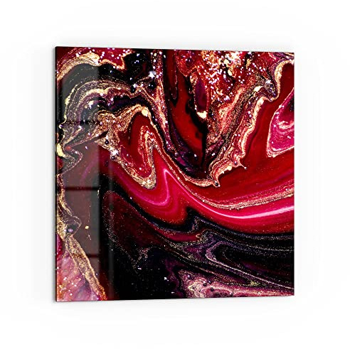 DEQORI Küchenrückwand Glas | Motiv Marmor-Lavafluss | 60x60 cm | Bad- oder Herd-Rückwand | Herdblende Spritzschutz für Küche & Badezimmer | moderne Deko für Fliesenspiegel