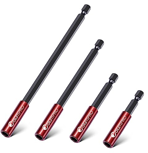 ColumPRO 4PCS Strong Magnetic Drill Bit Extension Holder for Impact Driver,1/4 Hex Shank S2 Steel Magnetic Screwdriver Extension,Drill Bit Extender,2,4,6,12-inch Extensions