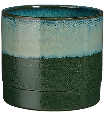 MICA Decorations Olof Pot de Fleurs d'interieur - H20 x Ø22 cm - Terre Cuite - Vert foncé