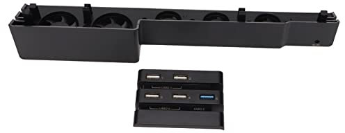 Ventilador de Refrigeración para PS4 Pro, Concentrador de Refrigeración Externo USB con 4 Interfaces USB 2.0 + 1 USB 3.0, Control de Temperatura de 5 Ventiladores para Consola