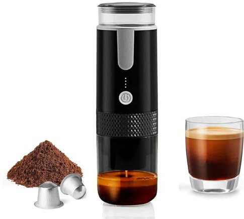 Portable Espresso Machine, Electric Travel Machine Compatible Ground Coffee, Hand Coffee Make for K Cup Capsules Camping, Travel, RV, Hiking, Office (TARSHYRYa4gsi8znb7)