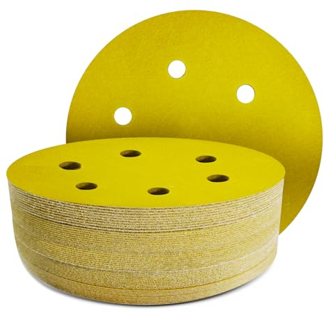 GZKTY 50Pcs 150mm Sanding Discs, 240 Grit, 6-Hole, Round Hook and Loop Sandpaper for Random Orbital Sander