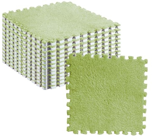 10 Pezzi di Tappetino Puzzle in Schiuma Peluche, Piastrelle Morbide e Antiscivolo Ad Incastro, per Camera da Letto o Camera dei Bambini (verde fluorescente)