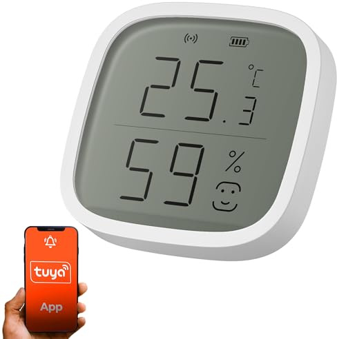 Extralink Hygrometer, Thermometer, Hygrometer Innen, ZigBee, Alexa, Google Home, Tuya, Luftfeuchtigkeitsmesser, LCD Display, Kabelloses, einfache Installation, Thermometer Hygrometer, fürs Babyzimmer