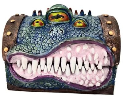 BANAN Mimic Chest DND RPG Würfel-Aufbewahrungsbox, rechteckig, Scharnierdeckel, Harz, raffiniert, 17,5 x 13,5 x 12,5 cm