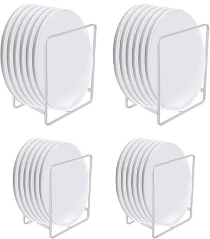 DAJAVE 4 Stück Teller Organizer Schrank, Tellerhalter Schublade Tellerregal Küche, Tellerhalter Ständer Metall Plate Holder Für Die Aufbewahrung Von Tellern Und Geschirr