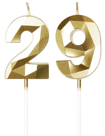 Yiran Kerzen zum 29. Geburtstag, Zahl 29, goldene Kerze für Kuchen, Happy Candle, Kuchen-Kerzen, Dekoration, Party, Hochzeitstag, Feier, Zubehör