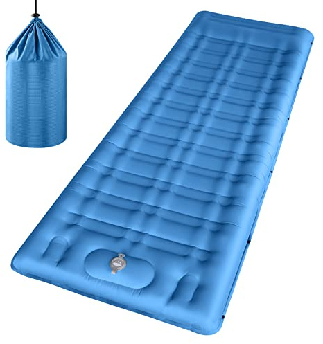 linenix Isomatte Camping Selbstaufblasend, 12CM Dicke Luftmatratze Camping, Isomatte Ultraleicht Eingebaute Luftpumpe und Faltbar, Wasserdicht, Tragbar, Geeignet für Outdoor-Camping (Blau)
