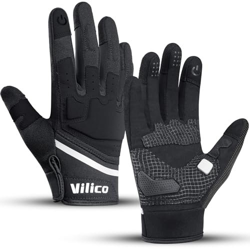 Vilico Motorradhandschuhe Sommer, Motorrad Handschuhe Herr Damen Touchscreen, Taktische Handschuhe für Airsoft Motocross Fahrrad-Schwarz, Größe M
