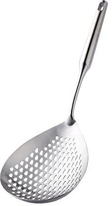 Abschäumer Schaumlöffel 304 Edelstahl, Nudelspinnensieb mit Griff Sieb-Schöpfkelle zum Braten Kochen, Metallfritteuse Schaufel Sieblöffel, Küchenabschäumkelle für Ölfilter