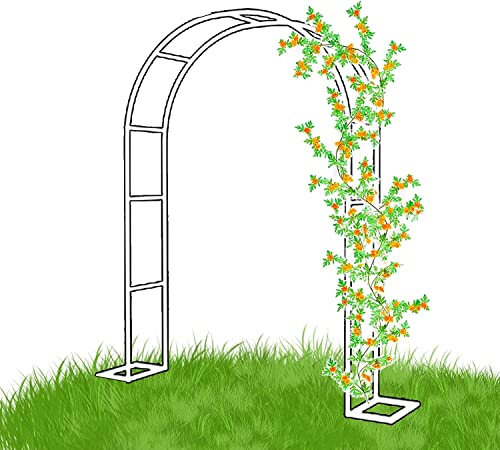 GERRIT Arche Jardin Aluminium Largeur, Arche À Rosiers Métal, Filet À Plantes Grimpantes, Filet de Treillis, pour Récolte de Concombres, Légume, Vignes, Plantes Grimpantes,Blanc,120x220x40CM