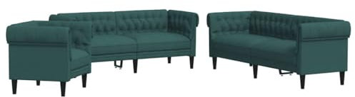 vidaXL Sofagarnitur 3-TLG., Sessel Couch Sofa für Wohnzimmer, Loungesofa Polstersofa mit Stützbeinen, Couchgarnitur Sitzmöbel, Modern, Dunkelgrün Stoff