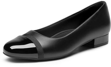 DREAM PAIRS Escarpins Femme Petit Talon, Chaussures Habillées à Enfiler Confortables Bout Carré,Size 41,Noir-Pat,SDPU2461W