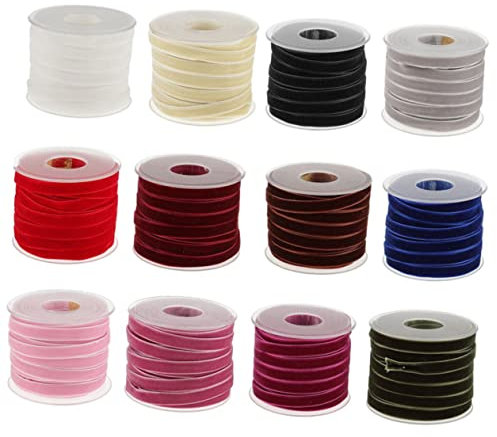 BELLIFFY Samtband 1 Rolle 20 Yards Nicht Elastisches Stoffband für Selbstgemacht Geschenkverpackungen Hochzeitsdekoration Bänder für Bastelprojekte Bunte Farben