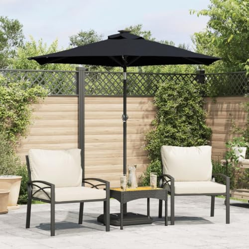 Tidyard Sonnenschirm Gartenschirm Ampelschirm Strandschirm Marktschirm Schirm mit Stahlmast Schwarz 225x225x212 cm