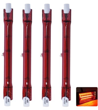 Generico Lampadina Alogena R7S 118mm 300W, J118 Lampada Alogena Lineare A Doppia Estremità 220V, 300LM, Lampadine Infrarossi Riscaldante R7S 300W Dimmerabile, Fascio 360°, Nessuno Sfarfallio, 4 Pezzi