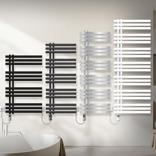 LuxeBath Elektrischer Badheizkörper Iron EM 500x1000mm Anthrazit + Heizstab 300W Thermostat Digitalanzeige, Handtuchheizkörper mit Heizpatrone, Elektro Handtuchwärmer Paneelheizkörper Designheizkörper