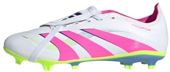 adidas Unisex Bota de fútbol Predator League Fold-Over Tongue césped Natural seco/multisuperficie, Cloud White/Lucid Pink/Lucid Lemon, 39 1/3