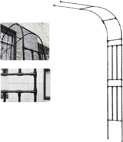 Rankgitter aus Metall, für Kletterrosen und Reben, einfache Montage, für den Außenbereich, schwarzes Halbbogen-Design, 60 x 240 cm, weiße Option, verschönern Sie Ihre Gartendekoration