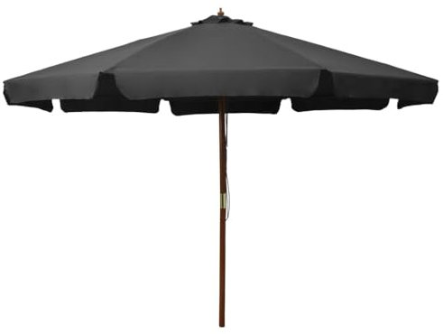 JHQHSM Ombrellone da Esterni con Palo in Legno, Ombrellone da spiaggia Ombrellone Decentrato Ombrellone da giardino Adatto per Patio Giardino Spiaggia di sabbia Piscina 300 cm Antracite