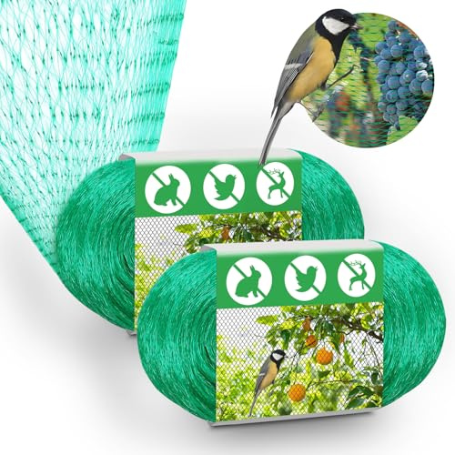 2Pcs Malla Antipajaros, 4 x 10m Red Antipajaros, Red Pajaros Proteccion, Red para Pajaros, Red de Jardín, Redes de Caza Pajaros, Red para Arboles Frutales, Protege Plantas, Frutas, Flores, Estanques