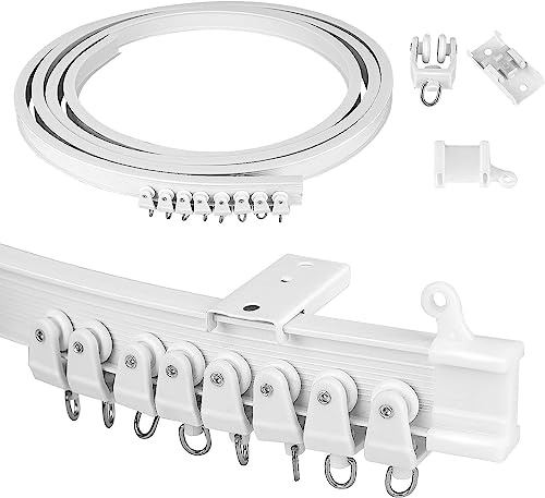 M.J COMFY-LIFE 3 Meter Bendable Curtain Track, Flexible Ceiling and Wall Mount Curtain Rail for Bay Windows, RV, Room Divider, and Shower Curtains