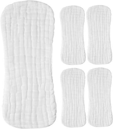 DEARMAMY Rivestimenti per Pannolini per Ragazzo Ragazza 0-3 Mesi 5 Pezzi in Cotone Morbido e Traspirante Taglia Piccola 35x15cm, Riutilizzabili e Confortevoli per Uso Quotidiano e Uscite