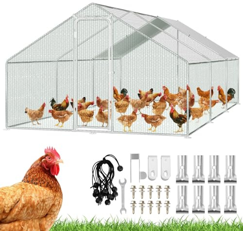 Eikuavons Hühnerstall Freilaufgehege, 3x6x2m mit Sicherheitsschloss und Wasserdichtes PE-Farbtuch, Schnell zu reinigen, Freigehege für Hühner,Vogelkäfig, Kleintiere & Pflanzen