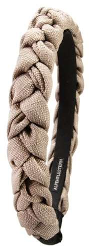 Alpenflüstern Trachten-Haarreif Leinen Flechtoptik schmal - Damen Haarschmuck rutschfest, Haarband geflochten fürs Dirndl (taupe) ADV163
