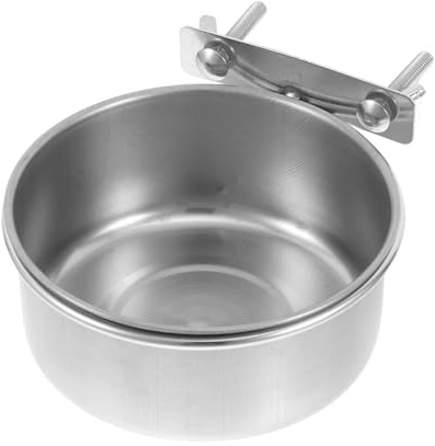 GALPADA Mangeoire à Oiseaux en Acier Inoxydable Double Vis, Bol Moyen Diamètre 12 Cm, Gamelle Solide pour Cage, Alimentation Perroquets, Calopsittes et Perruches
