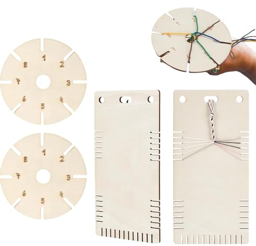 4 discos de madera para trenzar, pulseras ergonómicas, tablas de tejer para abalorios, pulseras hechas a mano, tablero de cuentas