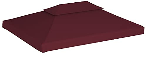 Tettoia per Gazebo, Tetto per Tendone Da Festa, Copertura Superiore per Gazebo a 2 Strati 310g/m² 4x3m Bordeaux Per Patio Balcone Portico Anteriore Giardino
