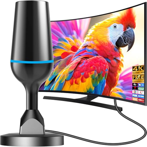 Digital TV Antenna for Smart TV Indoor, HD TV Antenna for Local Channels Indoor 4K Without Cable - Magnetic Base, 360° Reception, 8.2Ft Cable, Long Range - Support HDTVs with Built-in Tuner