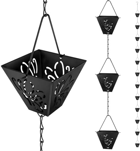 yeeplant Square Iron Rain Chains, 12 Pieces, Easy to Install, for Gutters