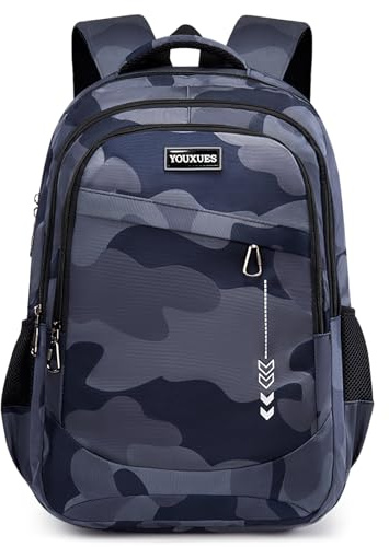 Amythe Mochila Escolar Niño Adolescente, Mochila Colegio Grand Capacidad 30L para Juveniles Chico 10 a 18 Años con Bolsillo Oculto, Mochilas Impermeable para Portátil 15.6 Pulgadas, Camuflaje